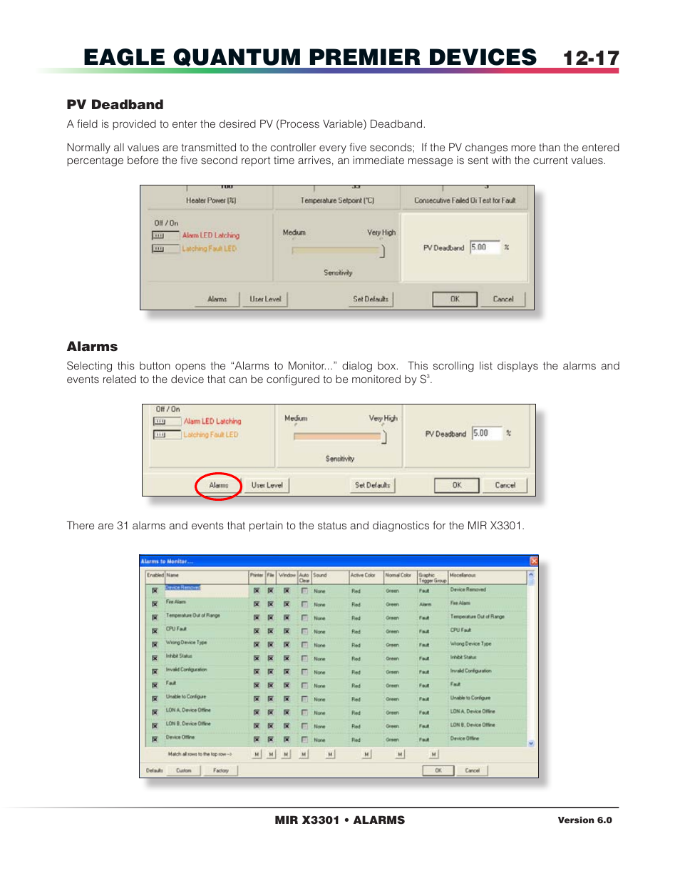 Alarms, Eagle quantum premier devices | Det-Tronics S3 Graphics User Manual | Page 132 / 327