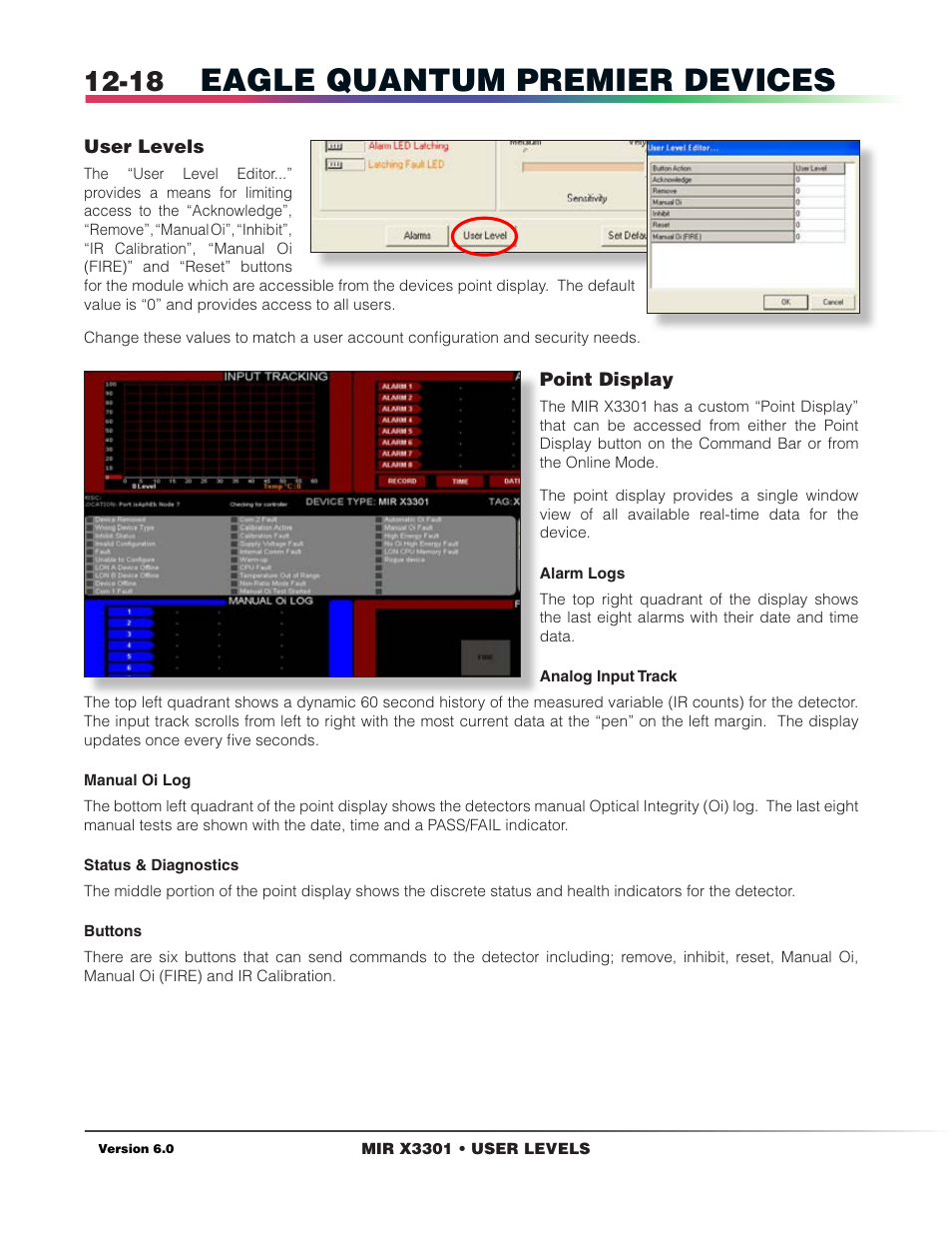 User levels, Point display, Eagle quantum premier devices | Det-Tronics S3 Graphics User Manual | Page 133 / 327