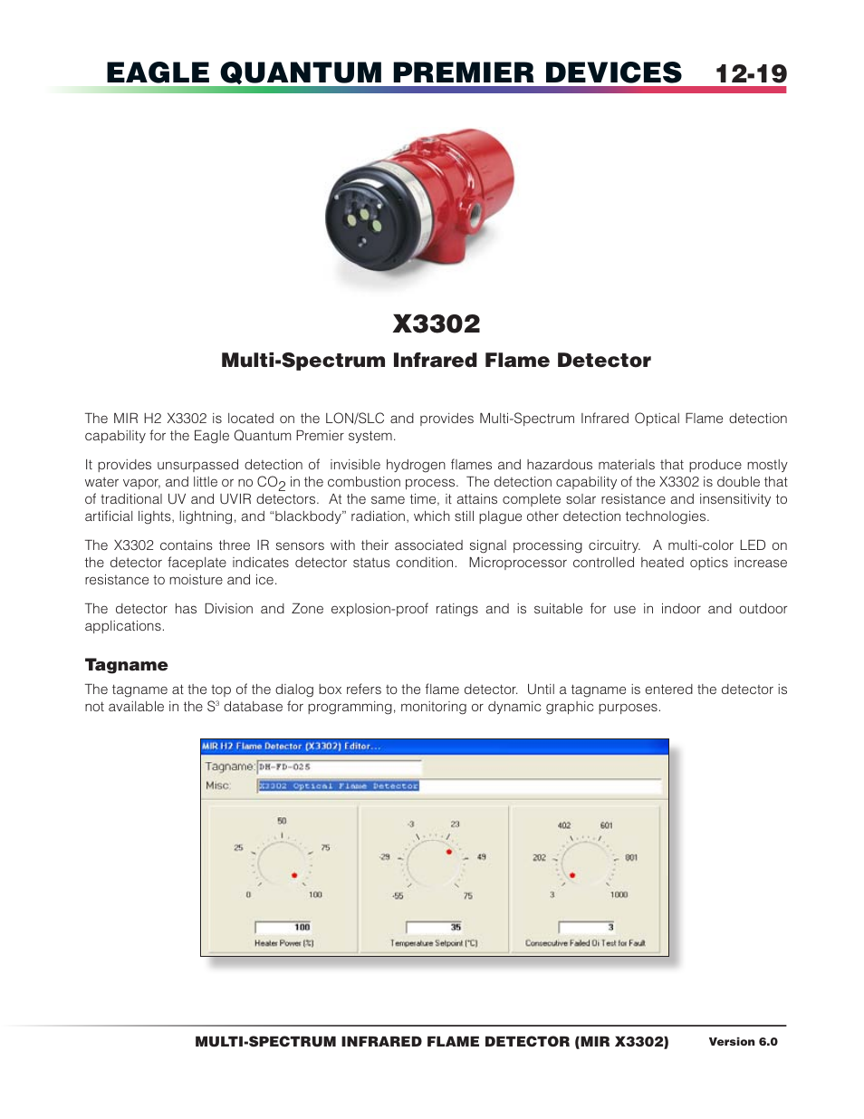 X3302 multi-spectrum infrared flame detector, Eagle quantum premier devices, X3302 | Multi-spectrum infrared flame detector | Det-Tronics S3 Graphics User Manual | Page 134 / 327