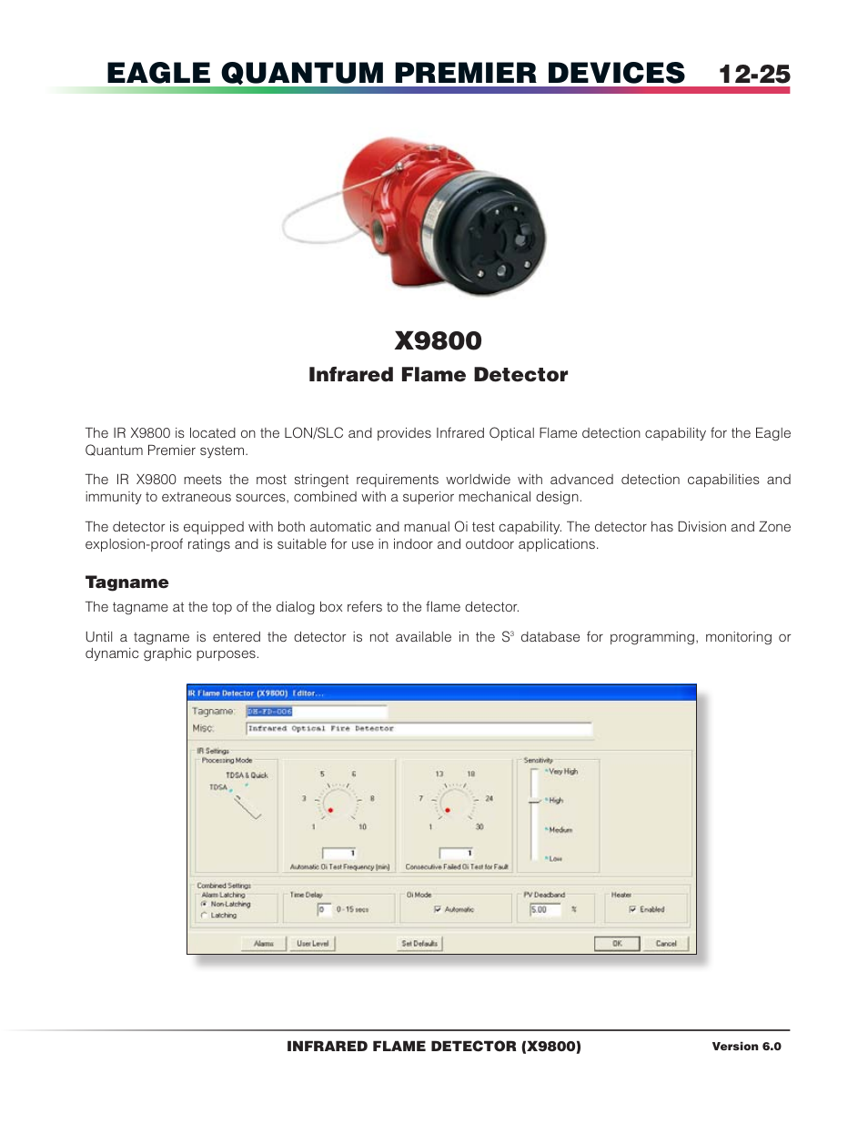 X9800 infrared flame detector, Eagle quantum premier devices, X9800 | Det-Tronics S3 Graphics User Manual | Page 140 / 327