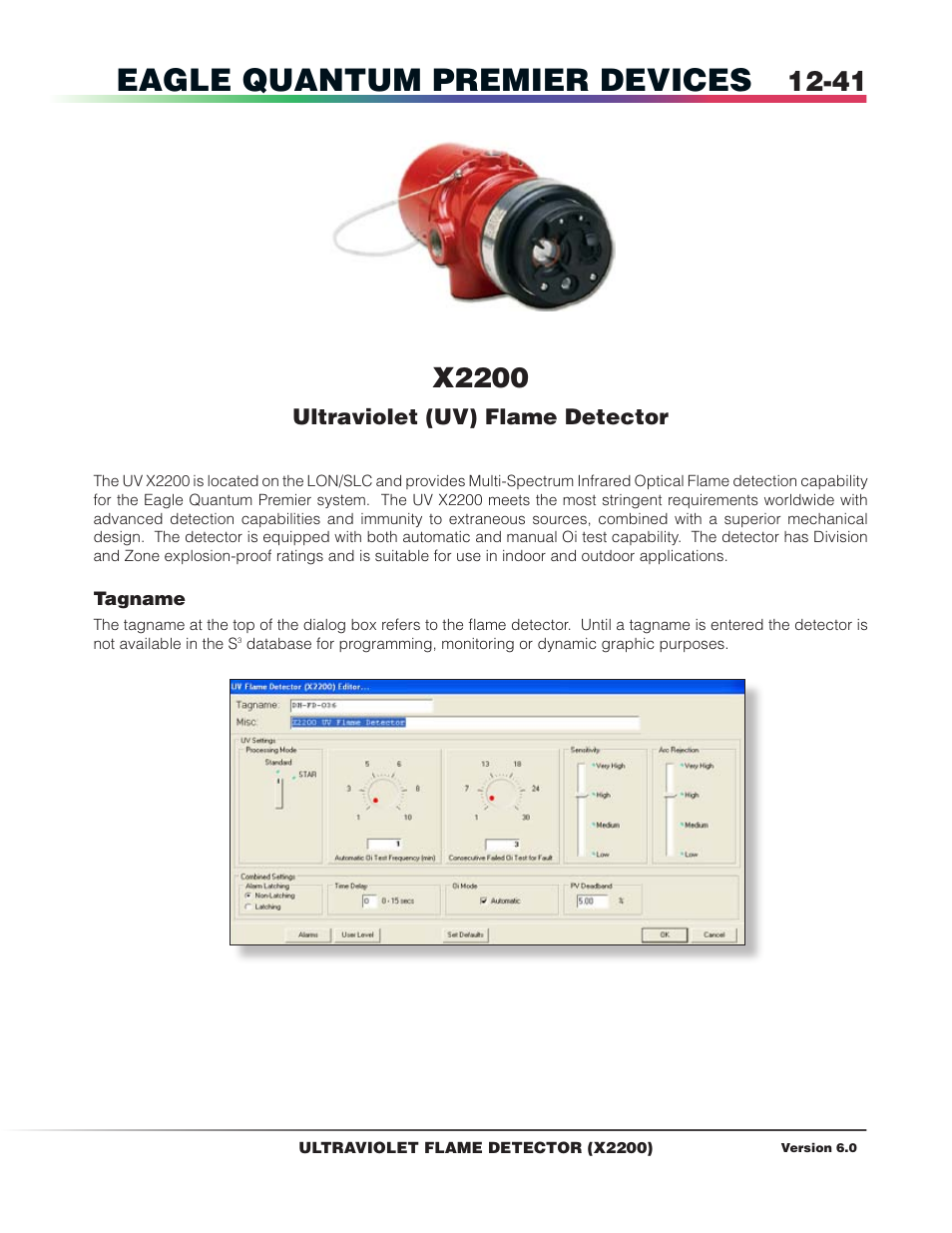 X2200 ultraviolet (uv) flame detector, Eagle quantum premier devices, X2200 | Ultraviolet (uv) flame detector | Det-Tronics S3 Graphics User Manual | Page 156 / 327