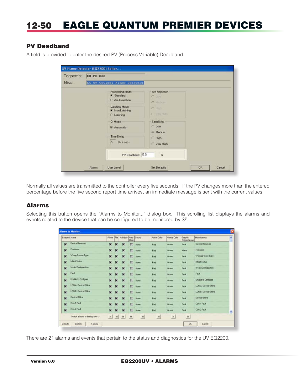 Alarms, Eagle quantum premier devices | Det-Tronics S3 Graphics User Manual | Page 165 / 327