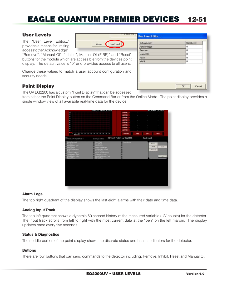 User levels, Point display, Eagle quantum premier devices | Det-Tronics S3 Graphics User Manual | Page 166 / 327