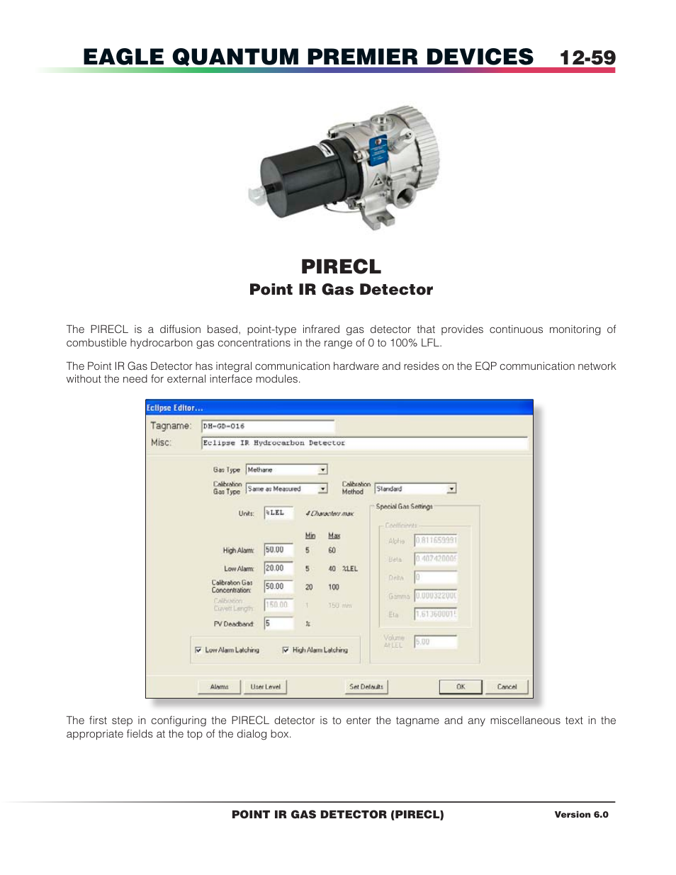 Pirecl point ir gas detector, Eagle quantum premier devices, Pirecl | Det-Tronics S3 Graphics User Manual | Page 174 / 327