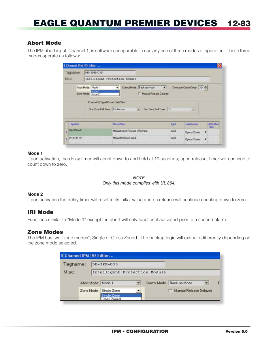 Abort mode, Zone modes, Eagle quantum premier devices | Det-Tronics S3 Graphics User Manual | Page 198 / 327