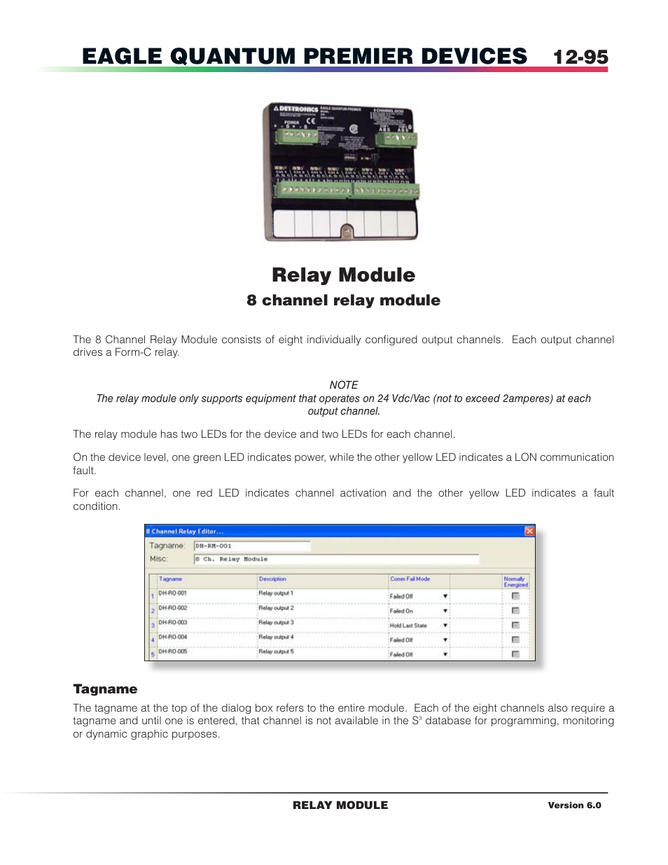 Relay module, Eagle quantum premier devices, 8 channel relay module | Det-Tronics S3 Graphics User Manual | Page 210 / 327