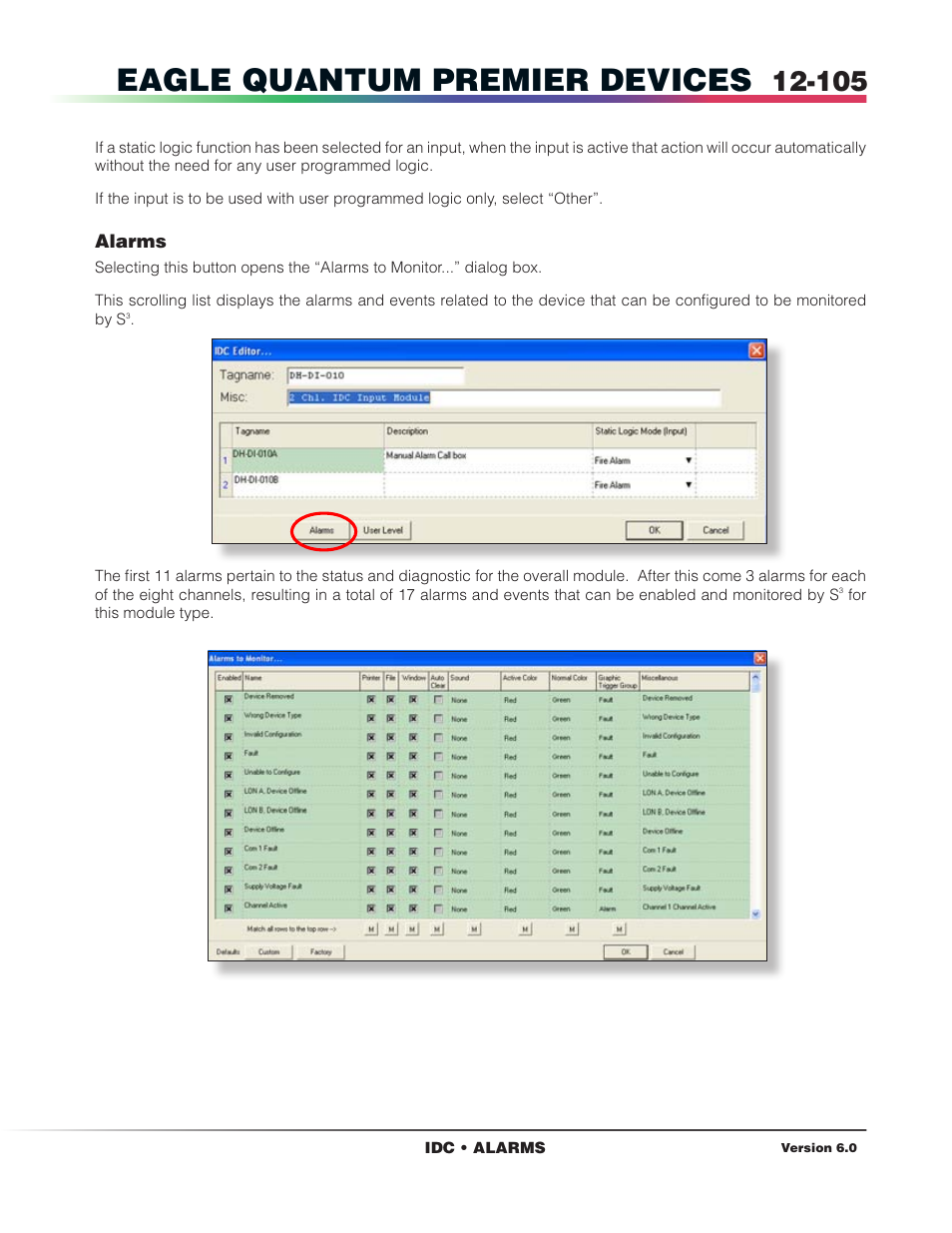 Alarms, Eagle quantum premier devices | Det-Tronics S3 Graphics User Manual | Page 220 / 327