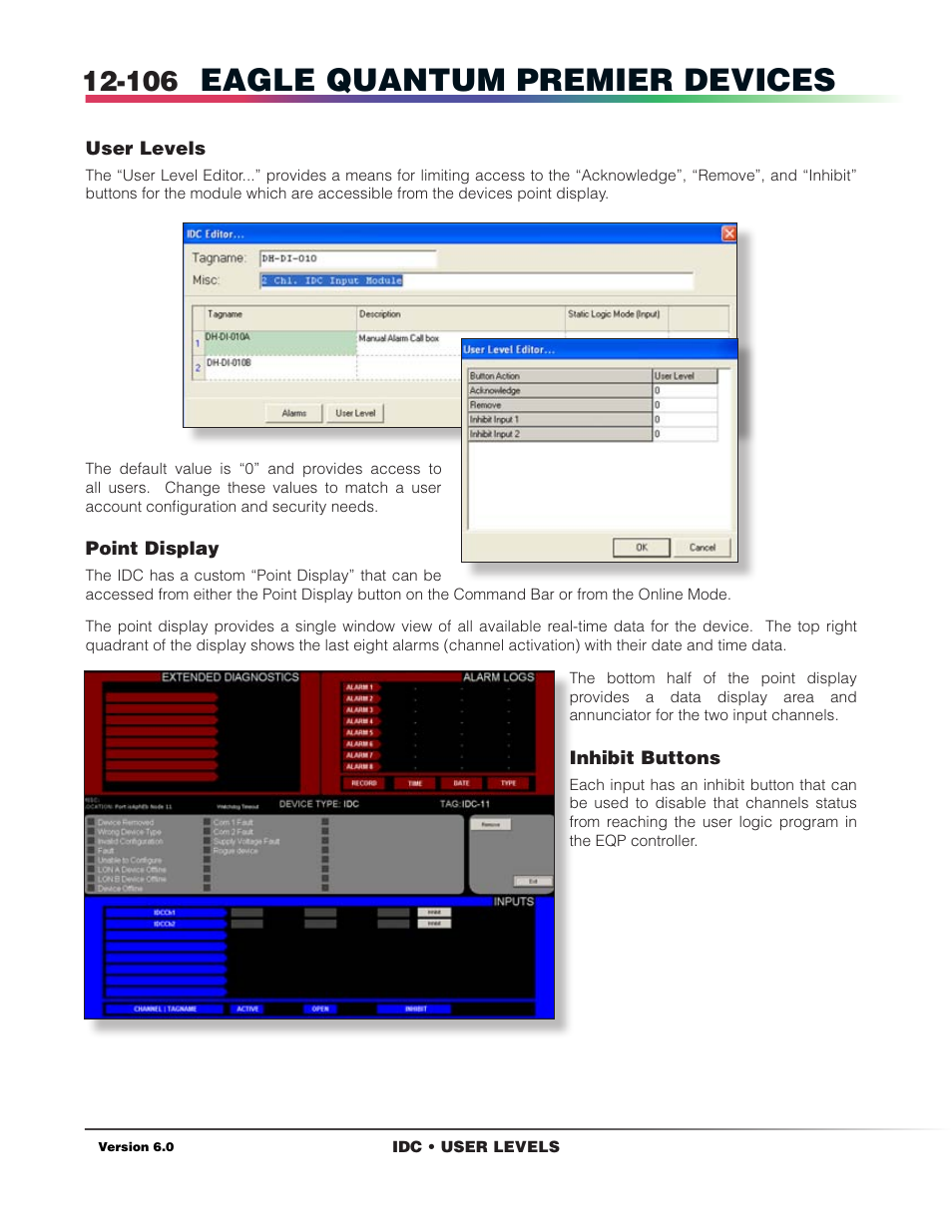 User levels, Point display, Eagle quantum premier devices | Det-Tronics S3 Graphics User Manual | Page 221 / 327