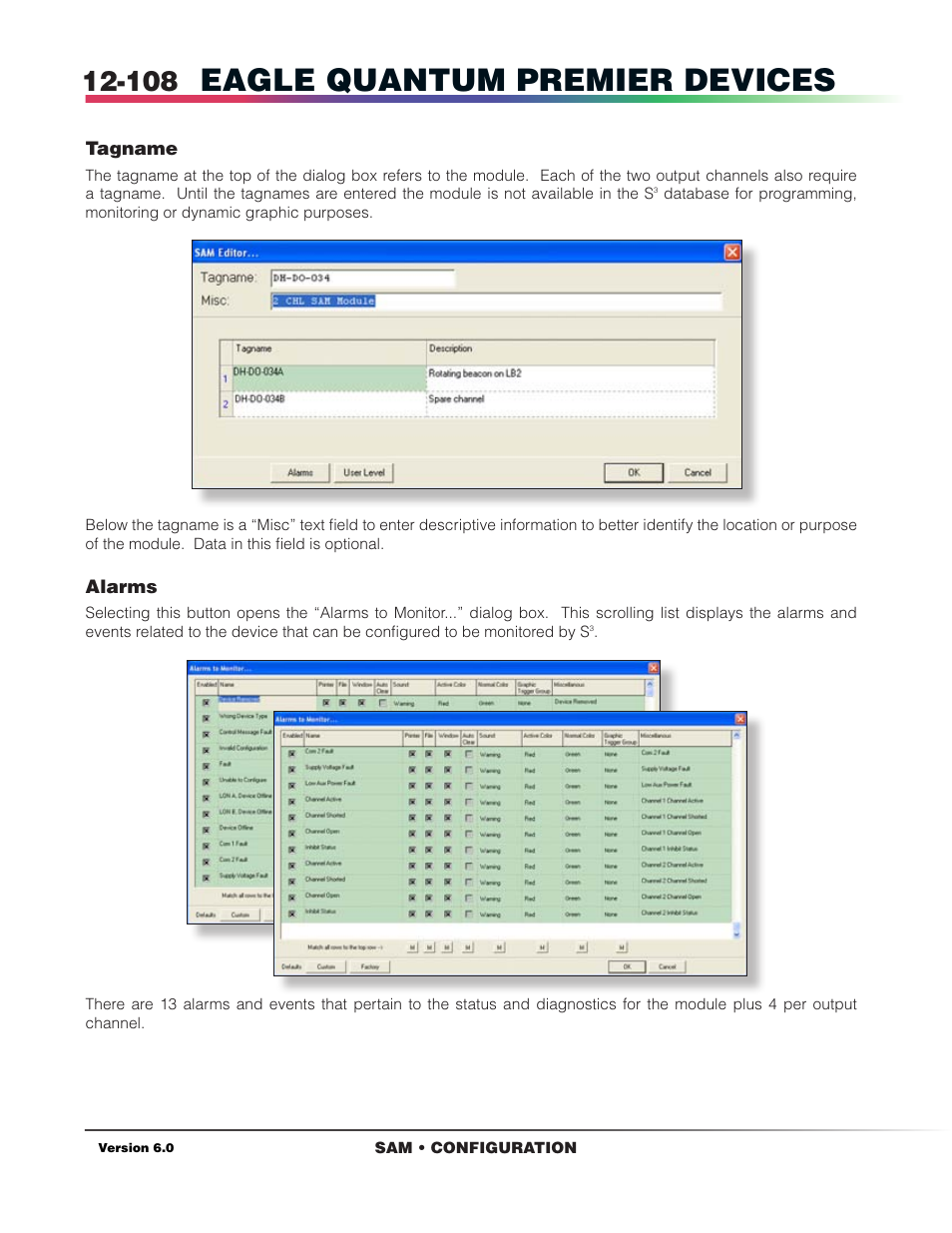 Configuration, Alarms, Eagle quantum premier devices | Det-Tronics S3 Graphics User Manual | Page 223 / 327