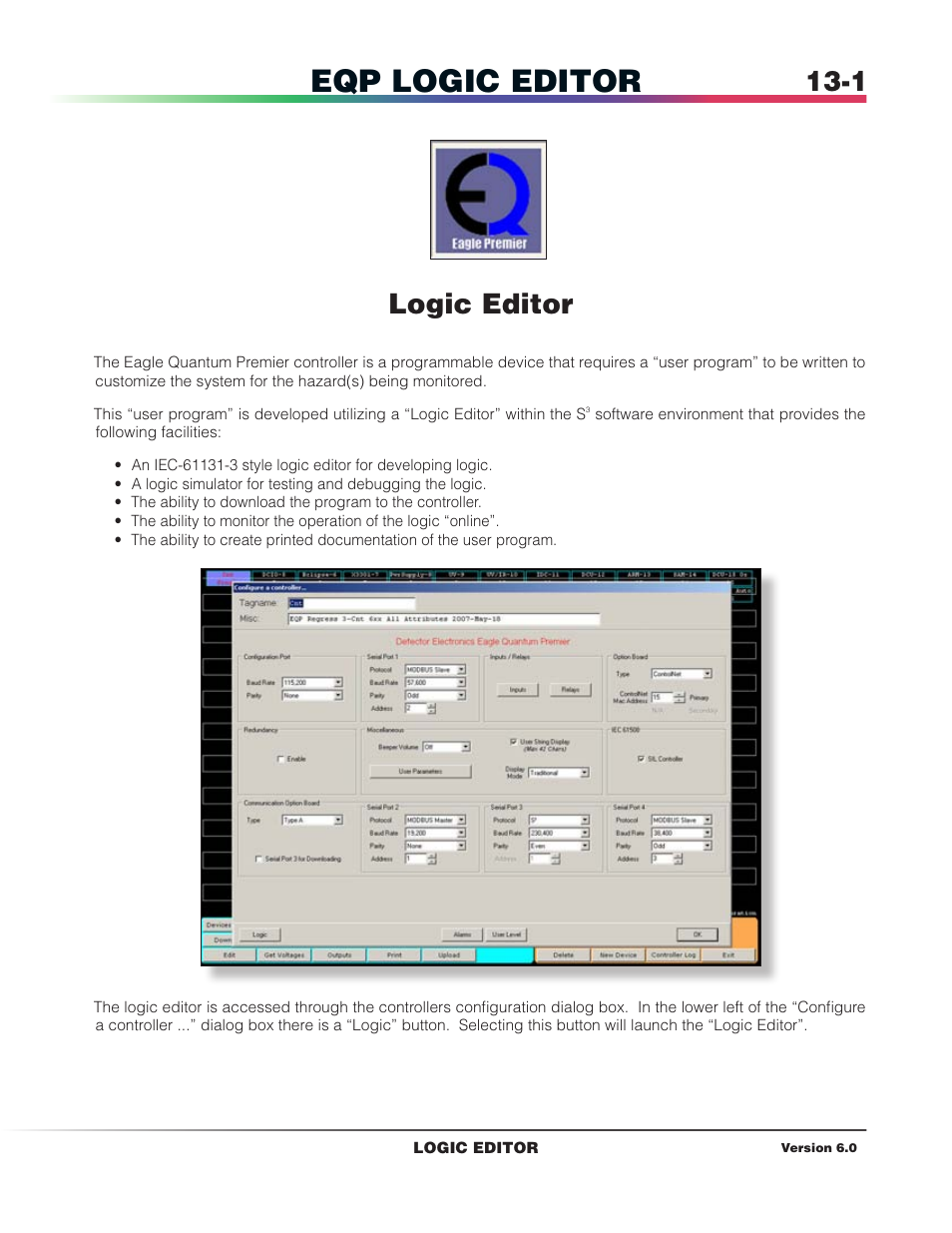 Eqp logic editor, Logic editor | Det-Tronics S3 Graphics User Manual | Page 226 / 327