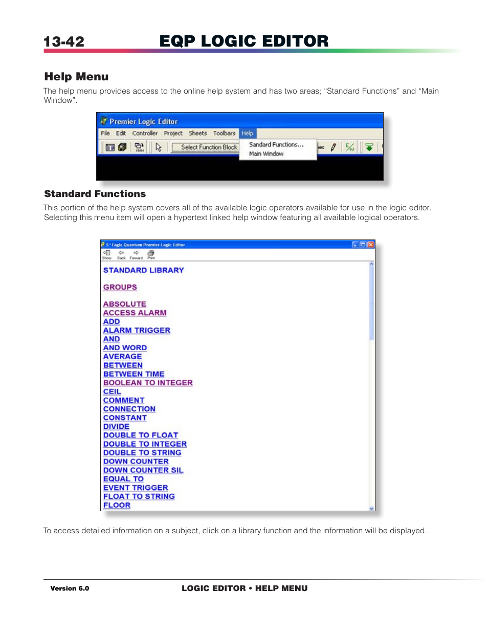 Help menu, Eqp logic editor | Det-Tronics S3 Graphics User Manual | Page 267 / 327