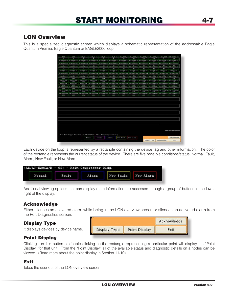 Lon overview, Start monitoring | Det-Tronics S3 Graphics User Manual | Page 34 / 327