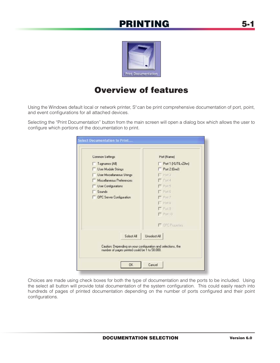Printing, Overview of features | Det-Tronics S3 Graphics User Manual | Page 36 / 327