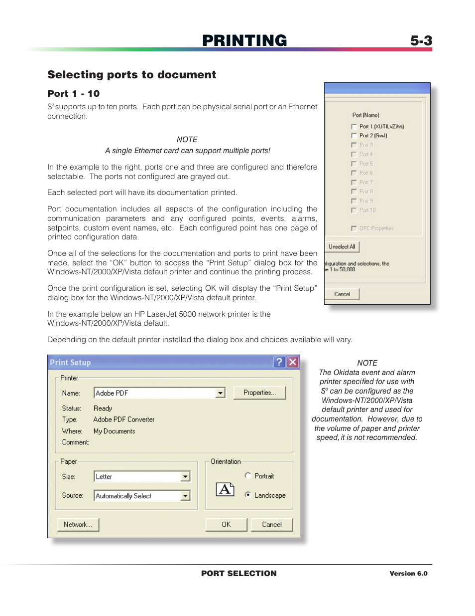 Selecting ports to document, Printing | Det-Tronics S3 Graphics User Manual | Page 38 / 327