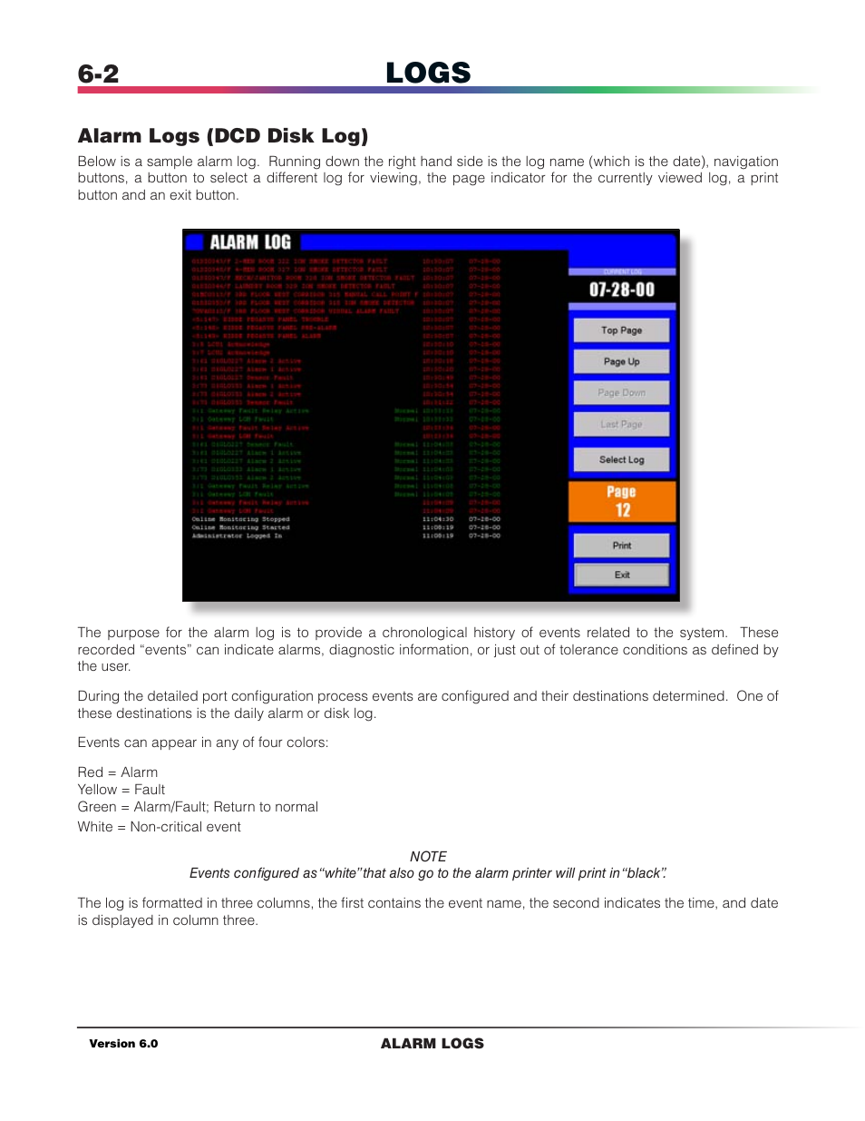 Alarm logs (dcd disk log), Logs | Det-Tronics S3 Graphics User Manual | Page 41 / 327