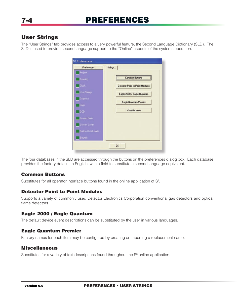 User strings, Preferences | Det-Tronics S3 Graphics User Manual | Page 49 / 327