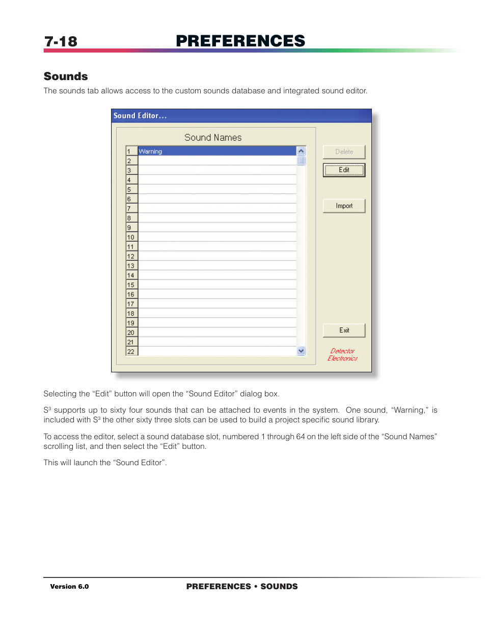 Sounds, Preferences | Det-Tronics S3 Graphics User Manual | Page 63 / 327