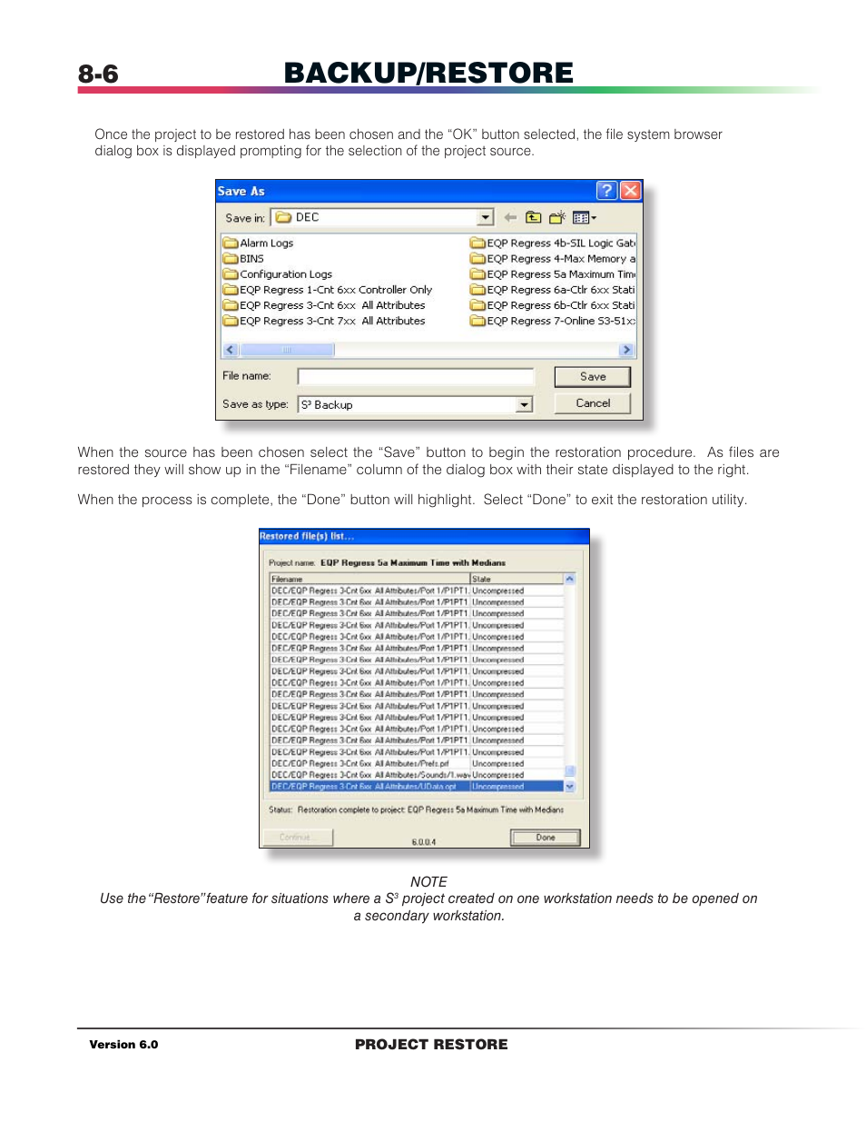 Backup/restore | Det-Tronics S3 Graphics User Manual | Page 71 / 327
