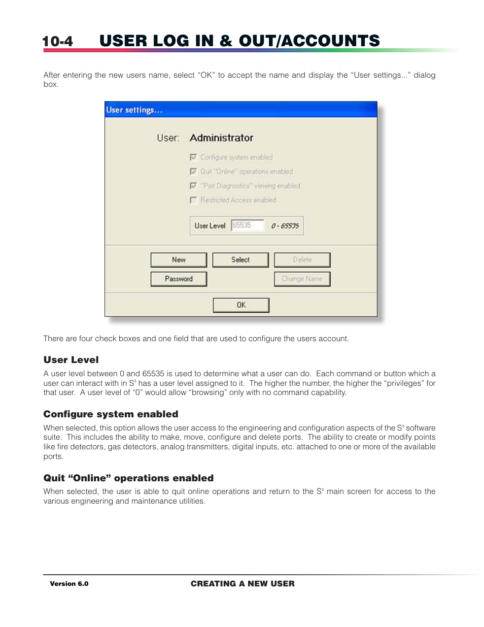 User log in & out/accounts | Det-Tronics S3 Graphics User Manual | Page 79 / 327