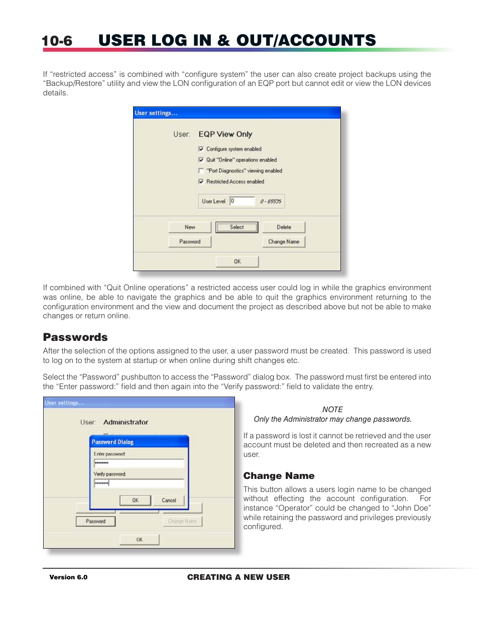 User log in & out/accounts, Passwords | Det-Tronics S3 Graphics User Manual | Page 81 / 327