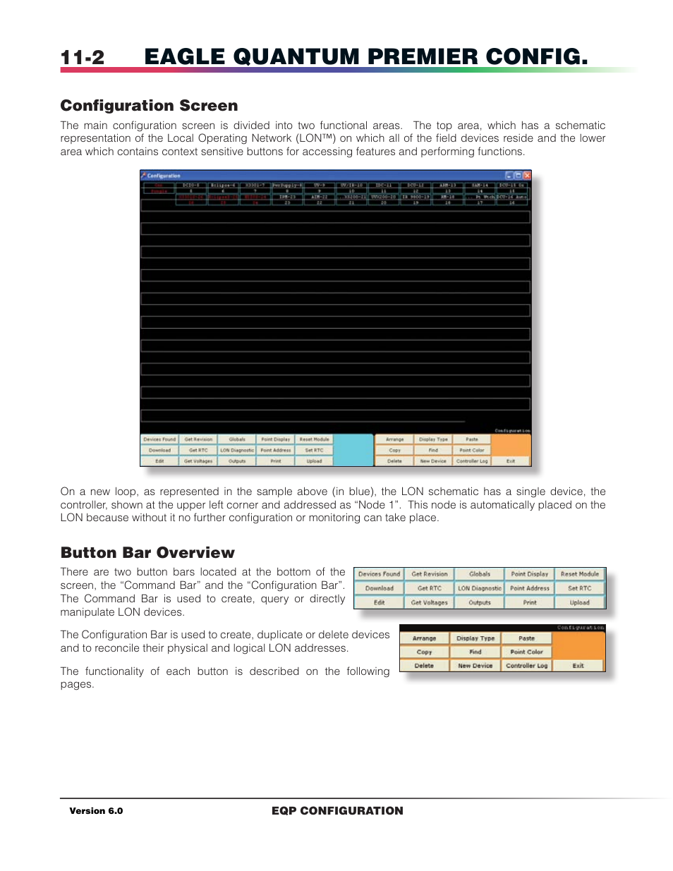 Configuration screen, Button bar overview, Eagle quantum premier config | Det-Tronics S3 Graphics User Manual | Page 83 / 327