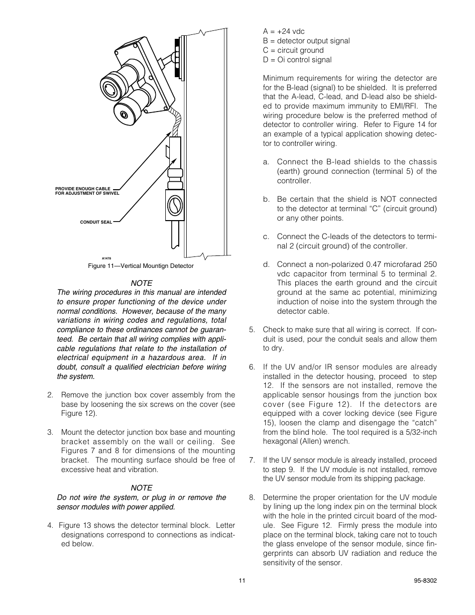 Det-Tronics C7052J UV/IR Flame Detector used with R7494, R7495 Controller User Manual | Page 11 / 24