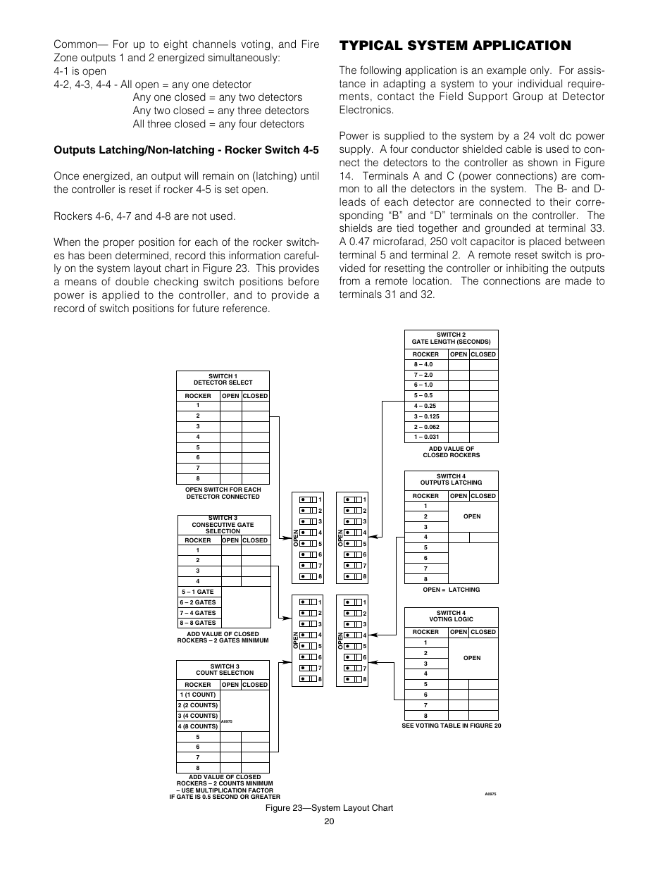 Typical system application, Figure 23—system layout chart 20 | Det-Tronics C7052J UV/IR Flame Detector used with R7494, R7495 Controller User Manual | Page 20 / 24