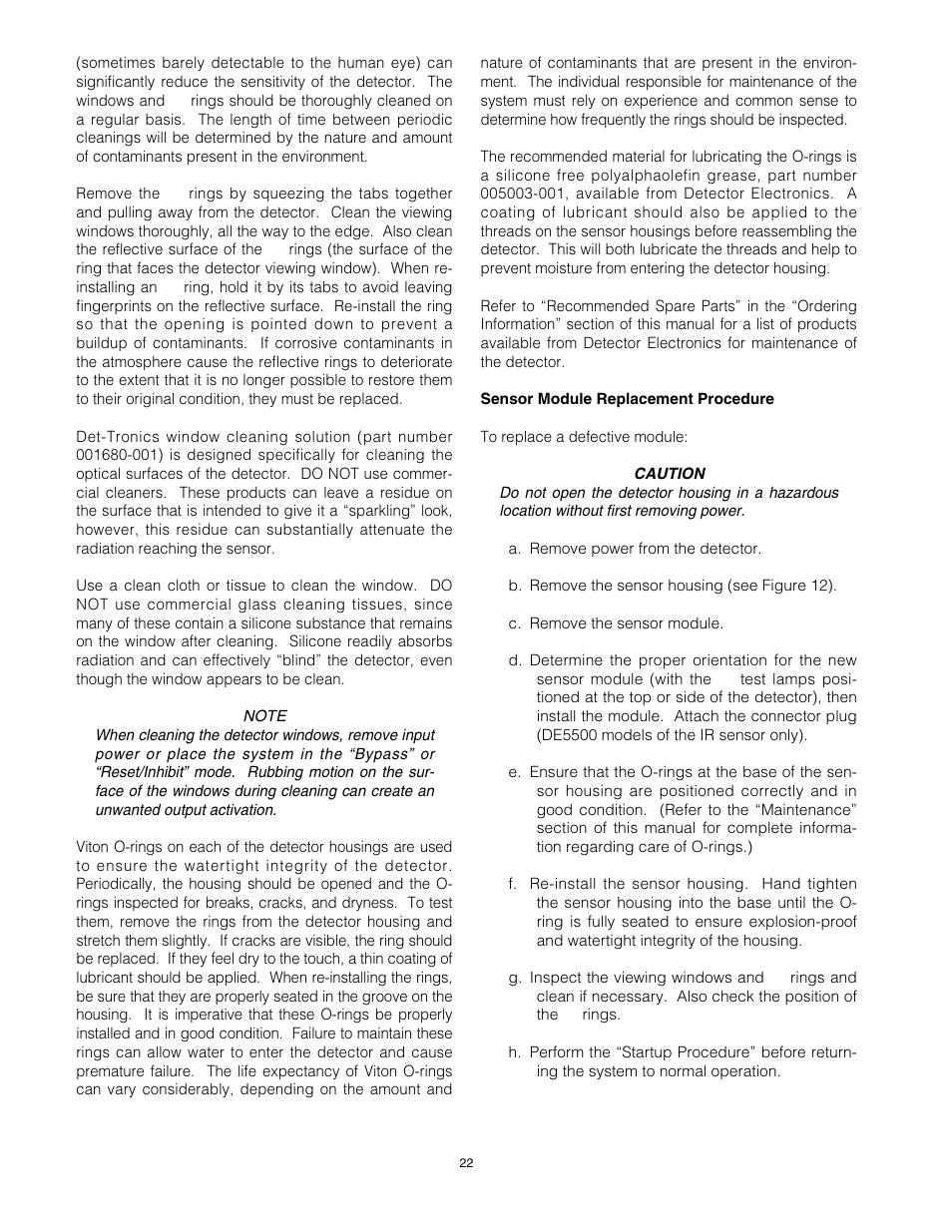 Det-Tronics C7052J UV/IR Flame Detector used with R7494, R7495 Controller User Manual | Page 22 / 24