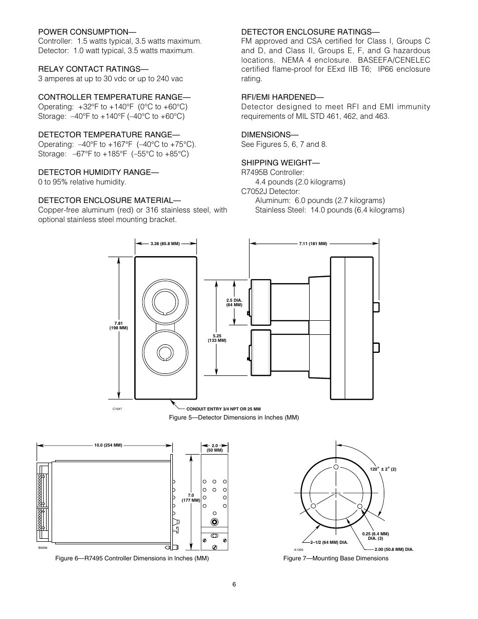 Det-Tronics C7052J UV/IR Flame Detector used with R7494, R7495 Controller User Manual | Page 6 / 24