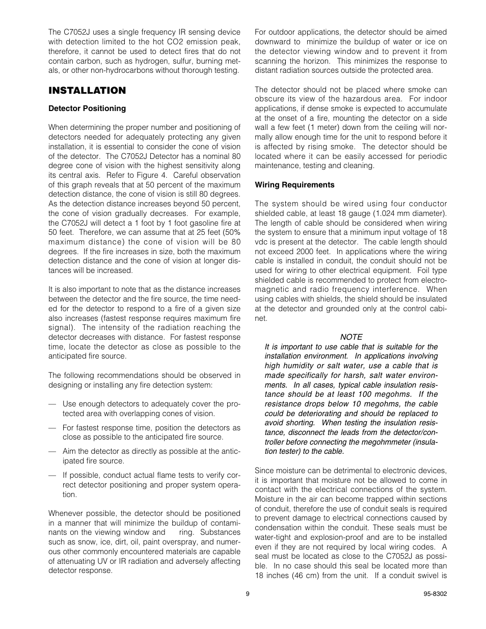 Det-Tronics C7052J UV/IR Flame Detector used with R7494, R7495 Controller User Manual | Page 9 / 24