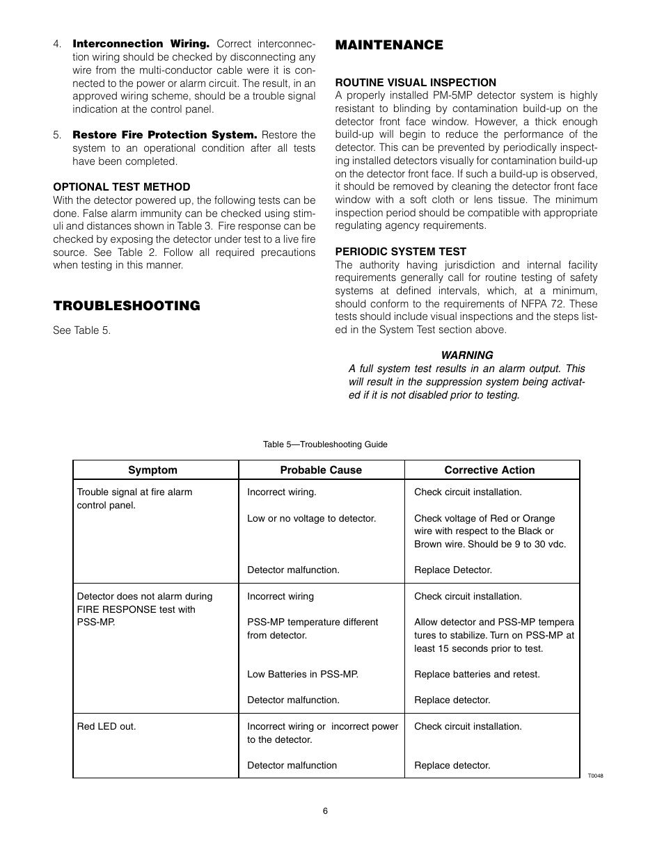 Troubleshooting, Maintenance | Det-Tronics PM-5MP & PM-5MP+ Dual Spectrum IR Flame Detector User Manual | Page 8 / 15