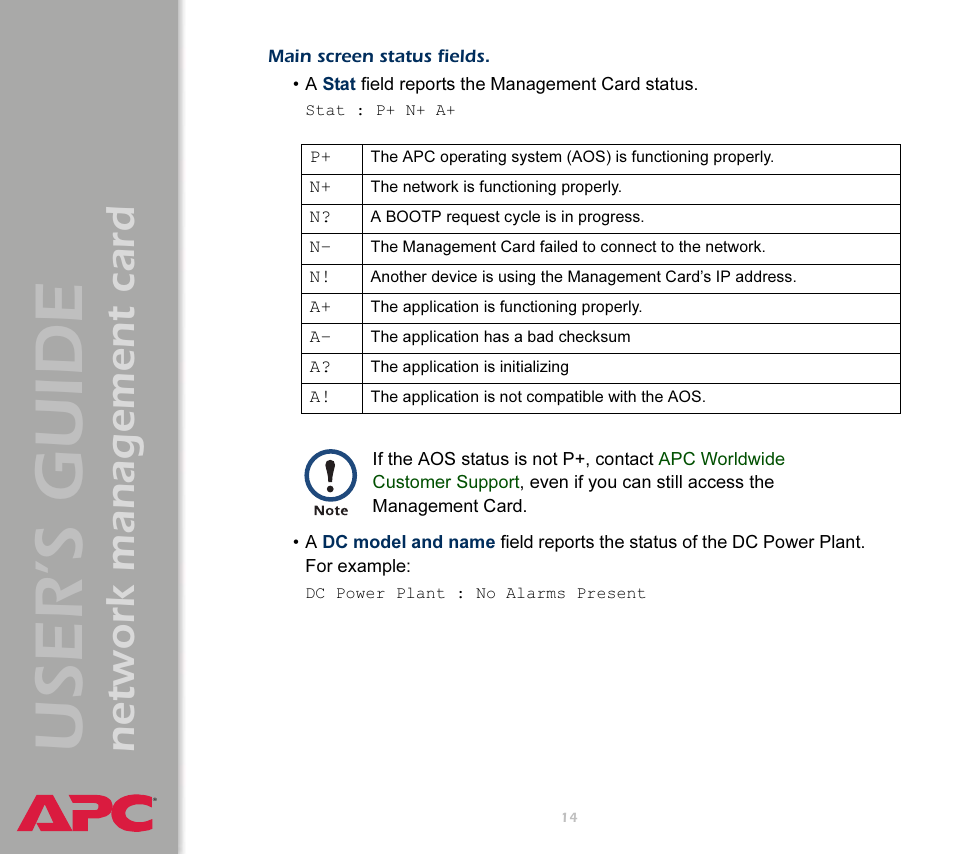 User’s guide, Network management card | APC Network Management Card AP9617 User Manual | Page 16 / 104