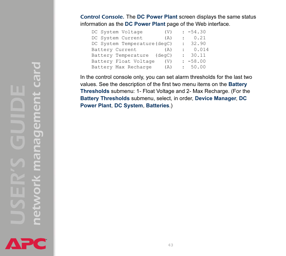 User’s guide, Network management card | APC Network Management Card AP9617 User Manual | Page 45 / 104