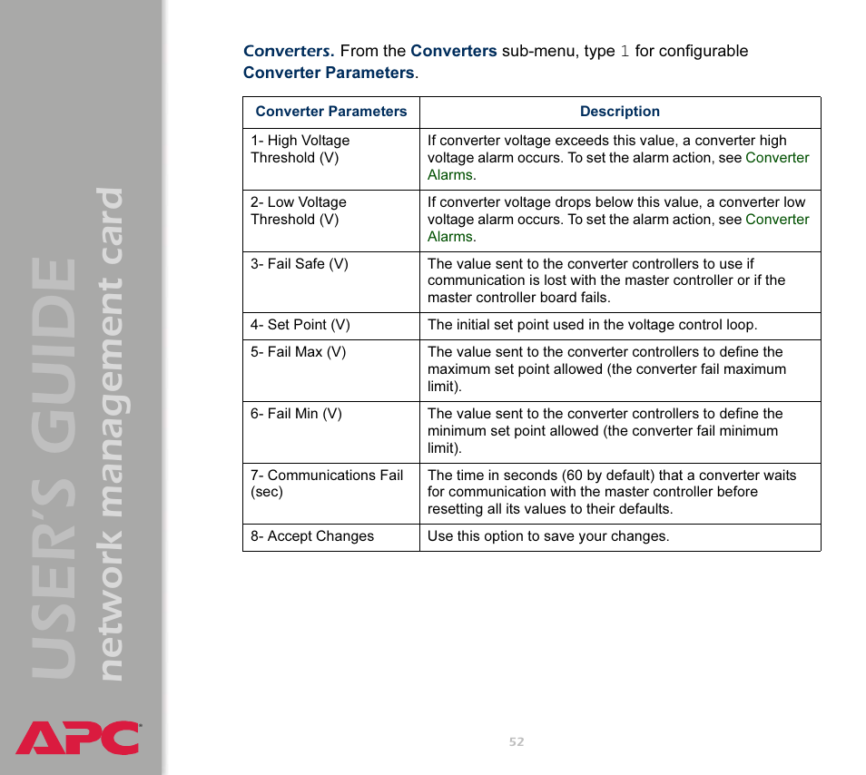 User’s guide, Network management card | APC Network Management Card AP9617 User Manual | Page 54 / 104