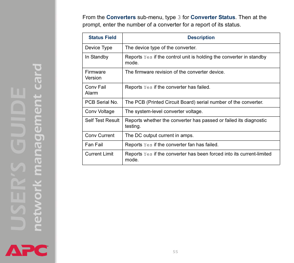 User’s guide, Network management card | APC Network Management Card AP9617 User Manual | Page 57 / 104