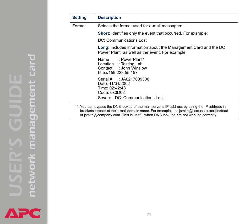 User’s guide, Network management card | APC Network Management Card AP9617 User Manual | Page 81 / 104