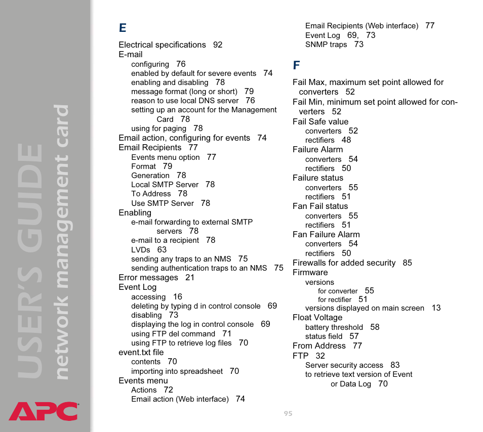 User’s guide, Network management card | APC Network Management Card AP9617 User Manual | Page 97 / 104