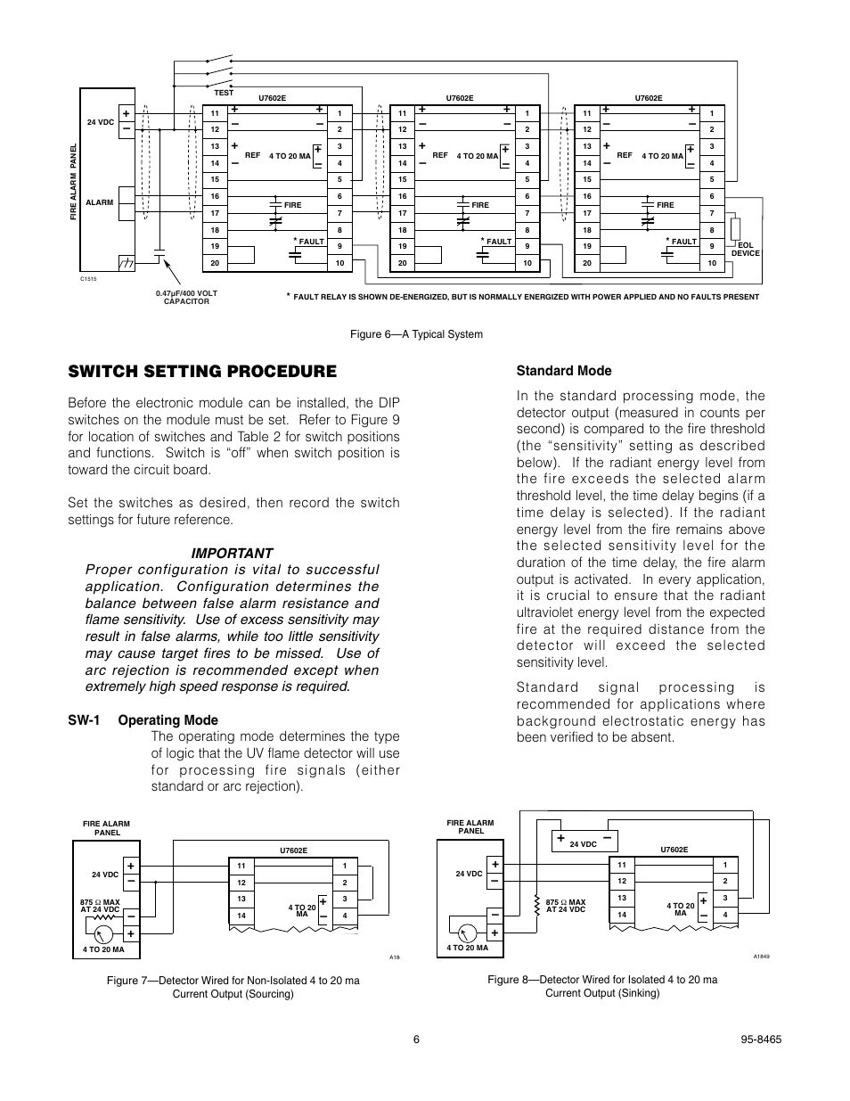 Switch setting procedure | Det-Tronics U7602E Unitized UV Flame Detector/Controller User Manual | Page 8 / 20