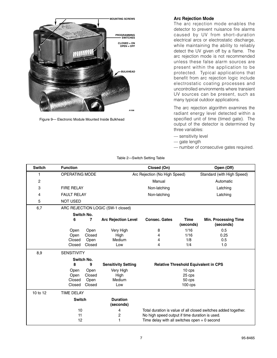 Det-Tronics U7602E Unitized UV Flame Detector/Controller User Manual | Page 9 / 20