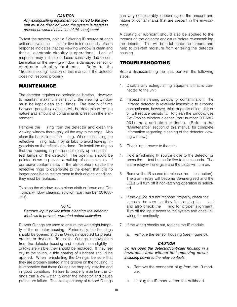 Det-Tronics U7698A, B, C, E Unitized Frequency IR Detector/Controller User Manual | Page 12 / 14