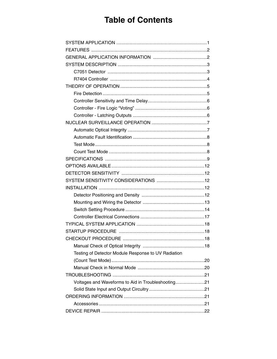 Det-Tronics C7051B, C UV Flame Detector User Manual | Page 2 / 27