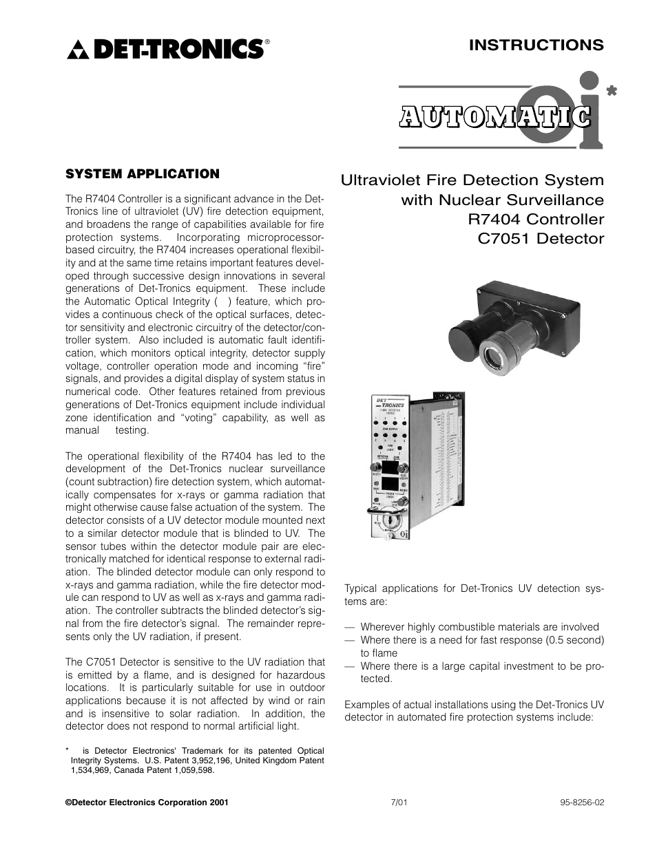 Tronics | Det-Tronics C7051B, C UV Flame Detector User Manual | Page 3 / 27