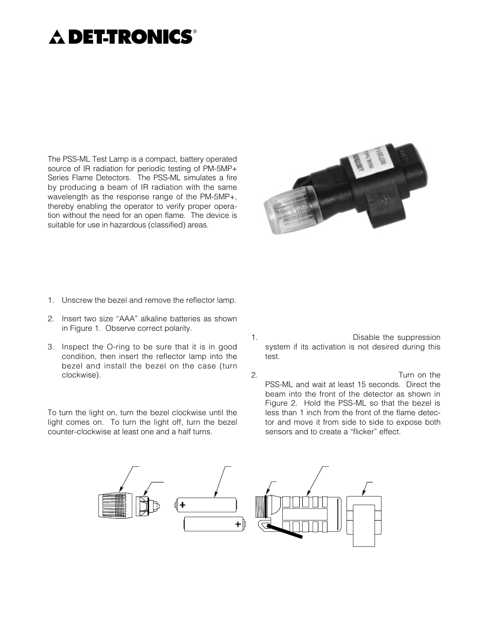 Det-Tronics PSS-LC Test Lamp for PM-6 Series Detectors User Manual | 2 pages