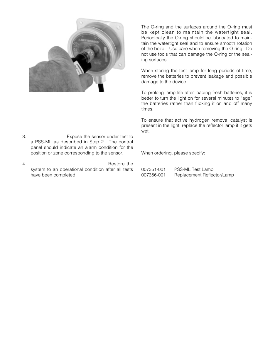 Det-Tronics PSS-LC Test Lamp for PM-6 Series Detectors User Manual | Page 2 / 2