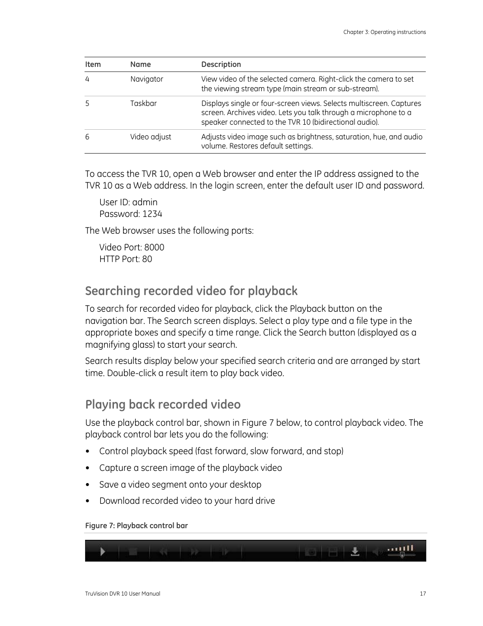 Searching recorded video for playback, Playing back recorded video | Det-Tronics 000499-140 DVR, 4 Camera, 250GB (GE Security) User Manual | Page 21 / 112