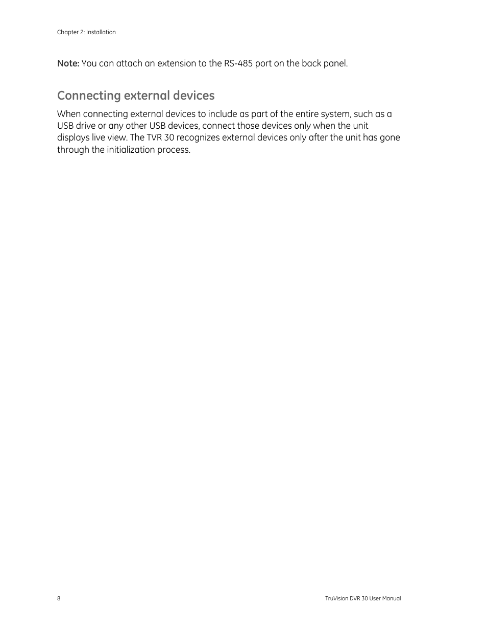 Connecting external devices | Det-Tronics 000499-142 DVR, 16 Camera, 500GB (GE Security) User Manual | Page 12 / 92