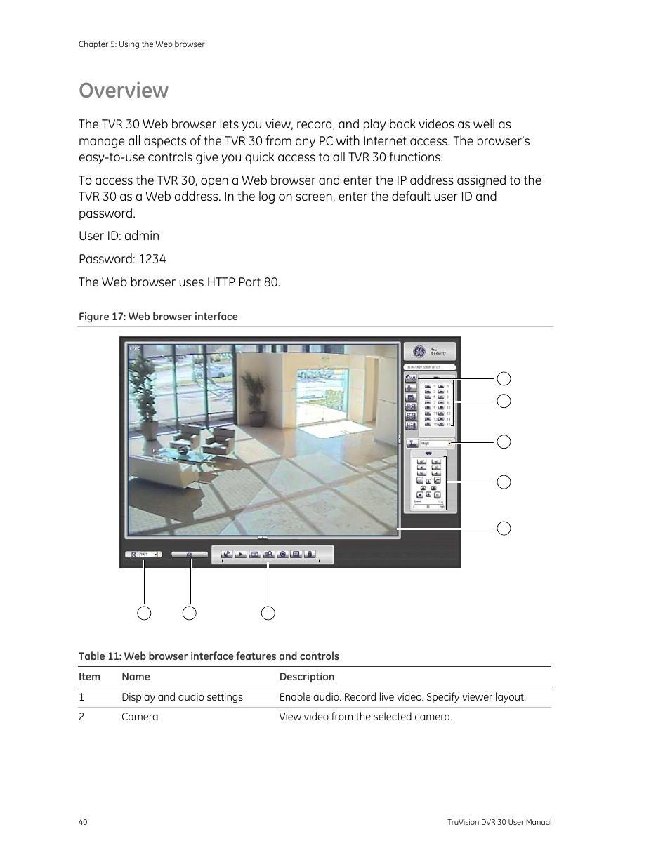 Overview | Det-Tronics 000499-142 DVR, 16 Camera, 500GB (GE Security) User Manual | Page 44 / 92