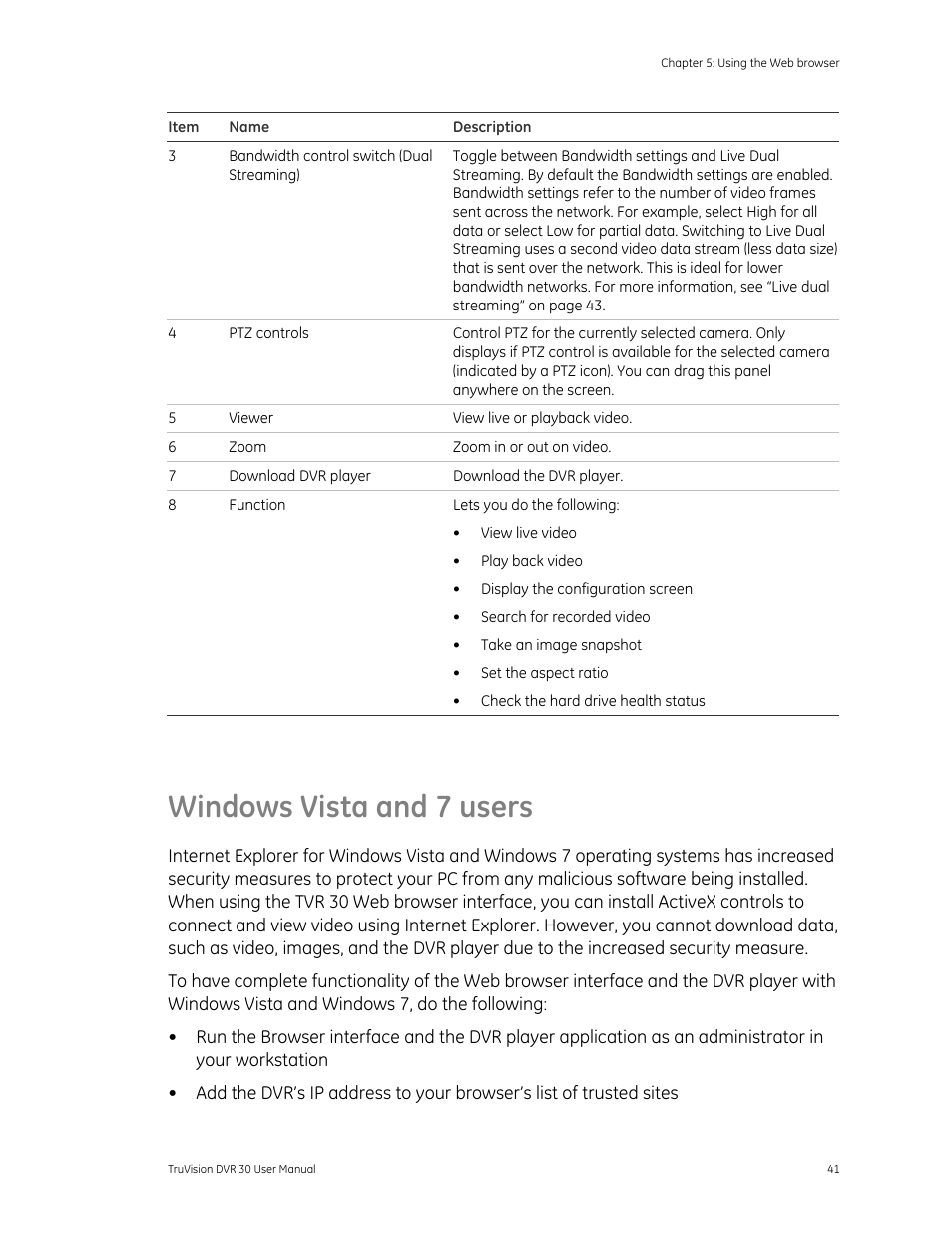 Windows vista and 7 users, Users 41 | Det-Tronics 000499-142 DVR, 16 Camera, 500GB (GE Security) User Manual | Page 45 / 92