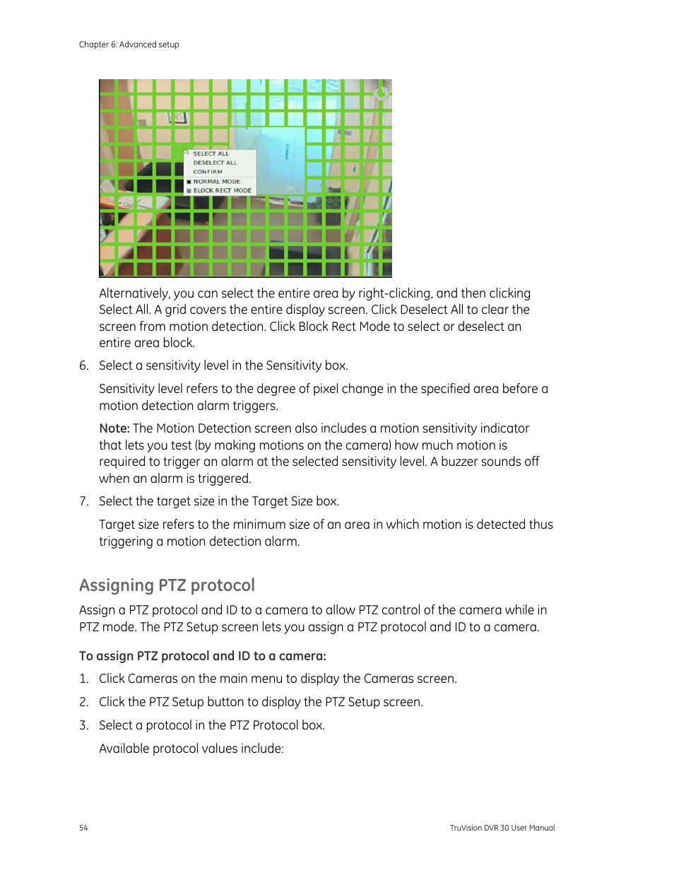 Assigning ptz protocol | Det-Tronics 000499-142 DVR, 16 Camera, 500GB (GE Security) User Manual | Page 58 / 92