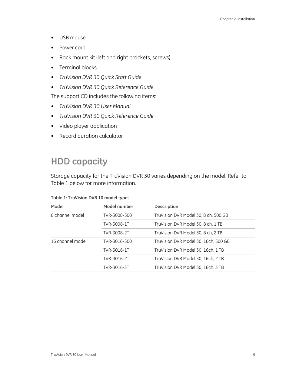 Hdd capacity, Hdd capacity 5 | Det-Tronics 000499-142 DVR, 16 Camera, 500GB (GE Security) User Manual | Page 9 / 92